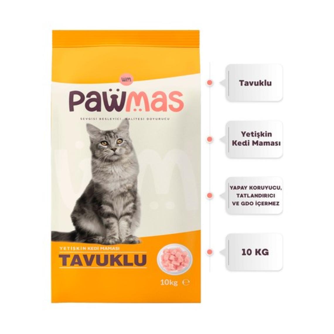 Pawmas Tavuklu Yetişkin Kedi Maması 10 kg