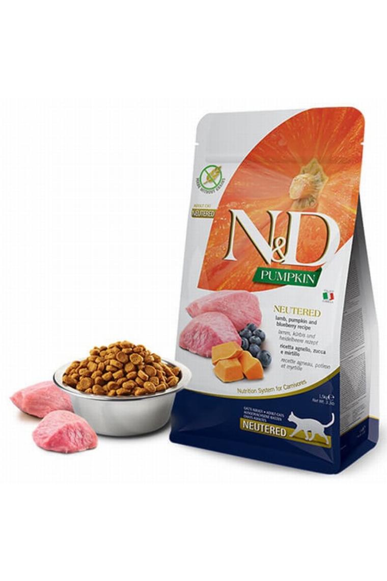 N&D Pumpkin Balkabaklı Kuzu Etli ve Yaban Mersinli Kısırlaştırılmış 1.5 kg Kedi Maması