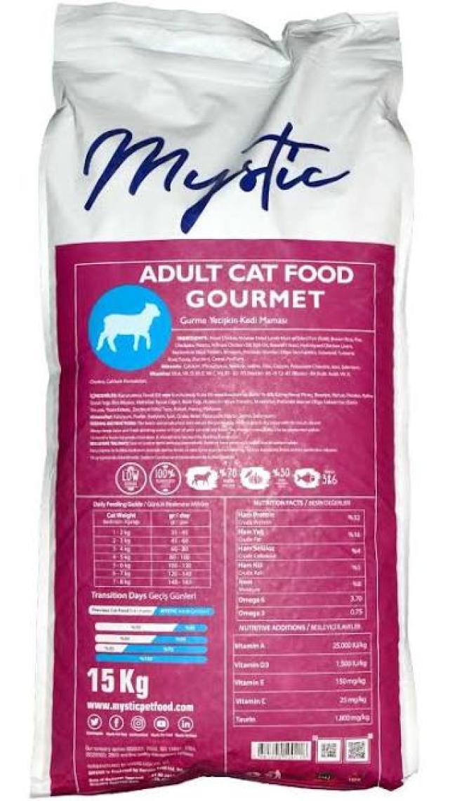 Mystic Az Tahıl Yetişkin Kedi Maması Gurme15 Kg