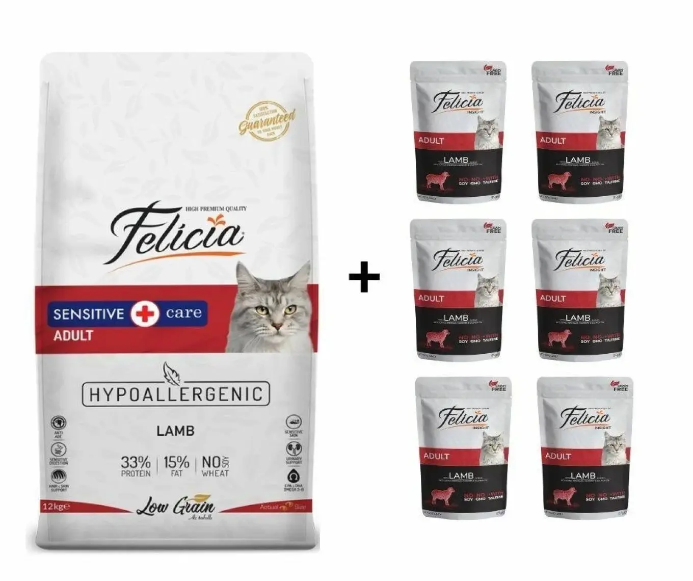 Felicia 12 Kg Kuzulu Az Tahıllı Yetişkin Kedi Maması HypoAllergen
