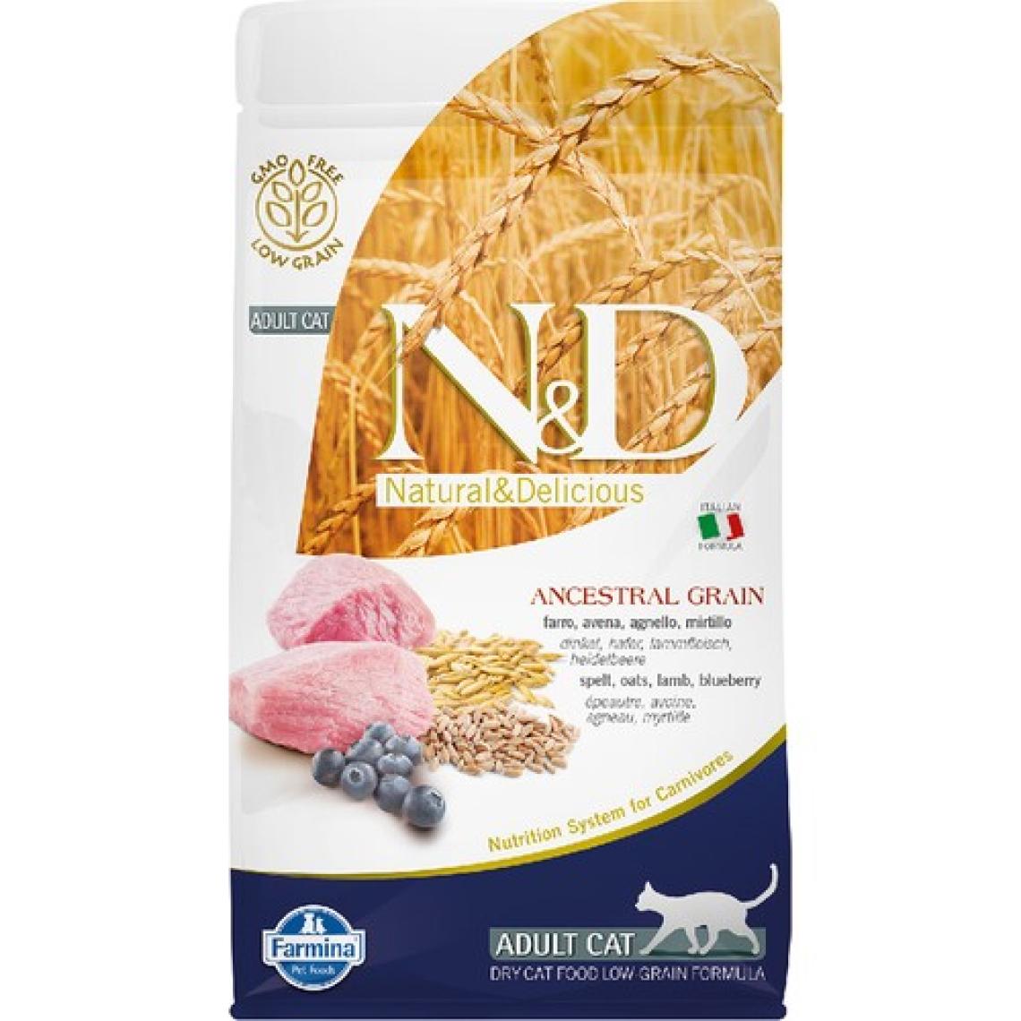 N&D Düşük Tahıllı Kuzu Etli ve Yaban Mersinli 1.5 kg Yetişkin Kuru Kedi Maması