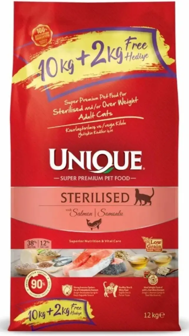 Unique Kısırlaştırılmış Kedi Maması Somonlu 10+2 kg