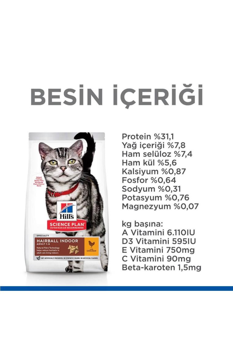 SCIENCE PLAN Tüy Yumağı Kontrolü Tavuklu Yetişkin Kedi Maması 1,5 Kg