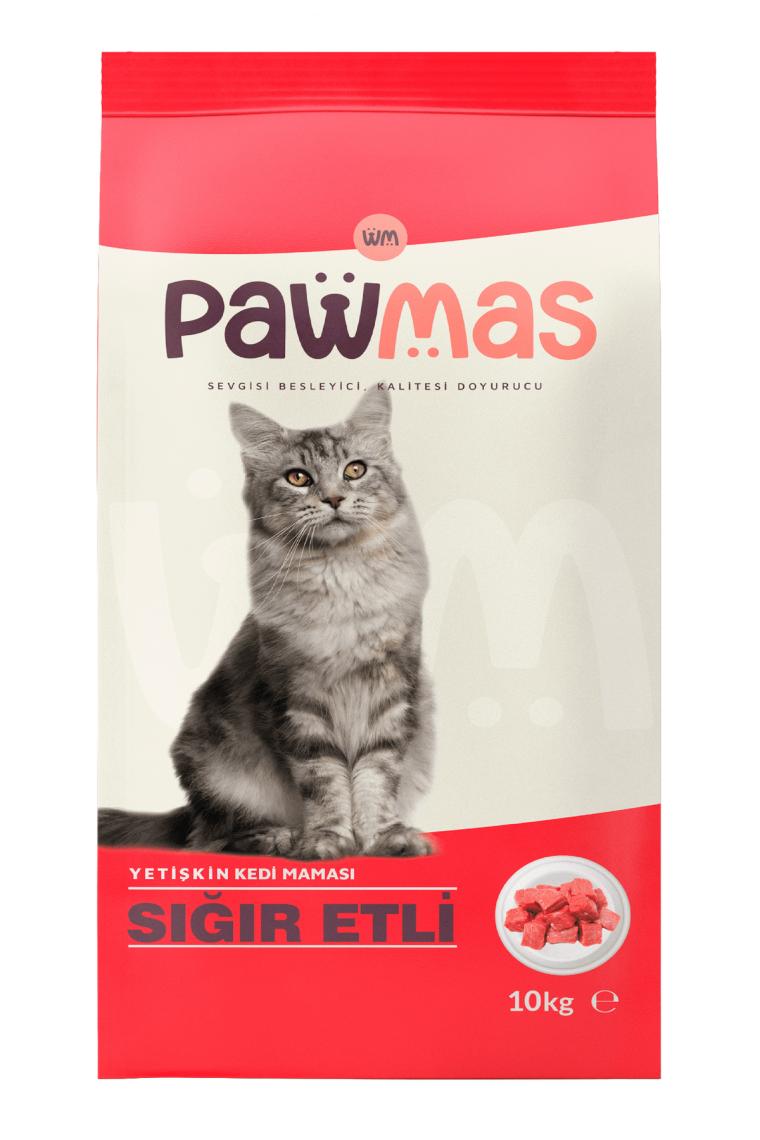 Pawmas Sığır Etli Yetişkin Kedi Maması 10 kg