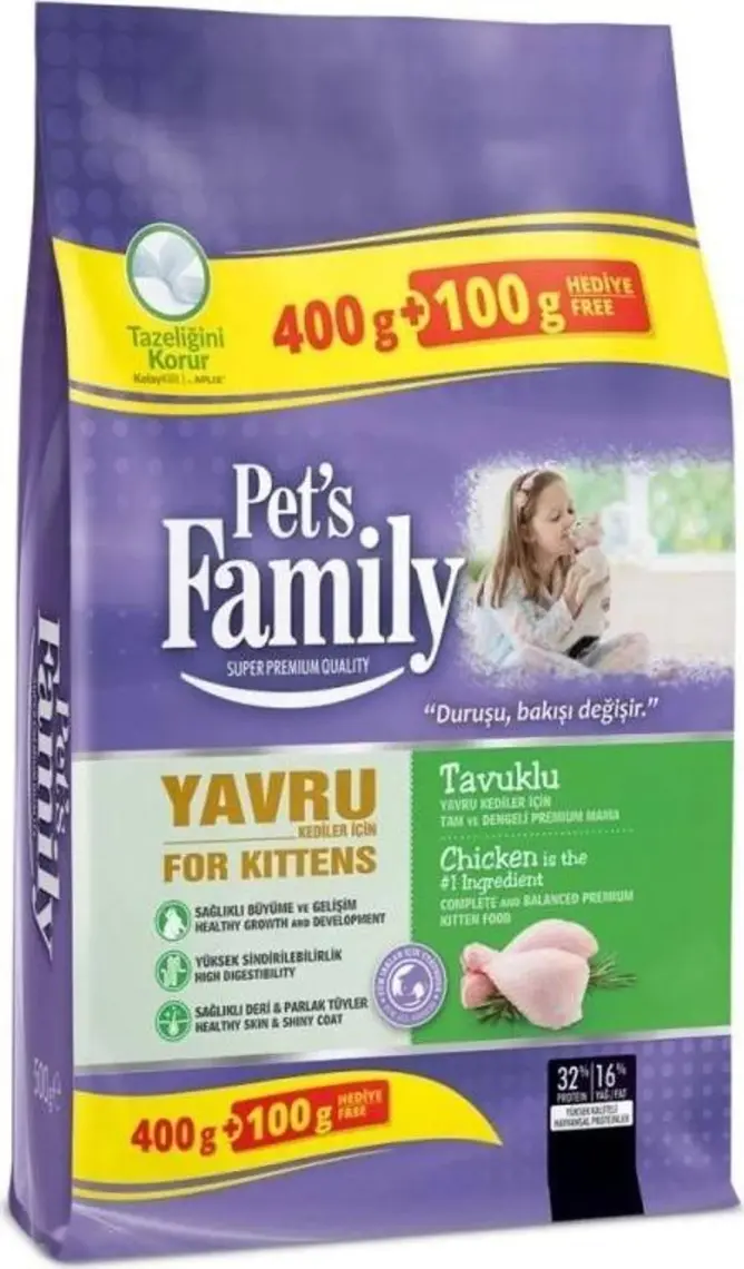 Pets Family Premium Tavuklu Yetişkin Kedi Maması 500 G
