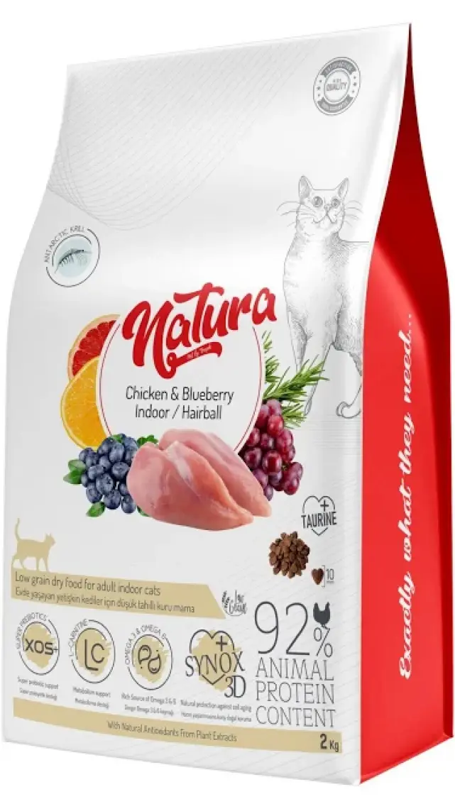 Natura Adult Düşük Tahıllı Tavuklu Yetişkin Indoor Hairball Kedi Maması 2.25 kg