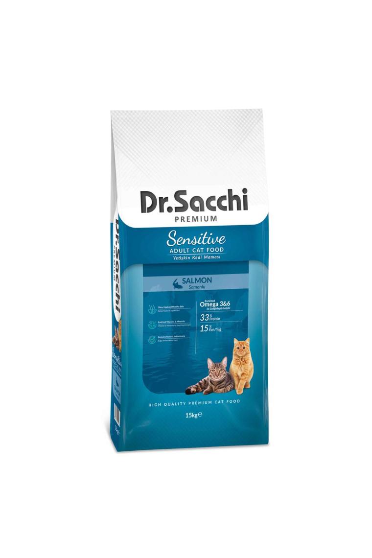 Dr. Sacchi Premium Sensitive Somonlu 15 kg Yetişkin Kuru Kedi Maması