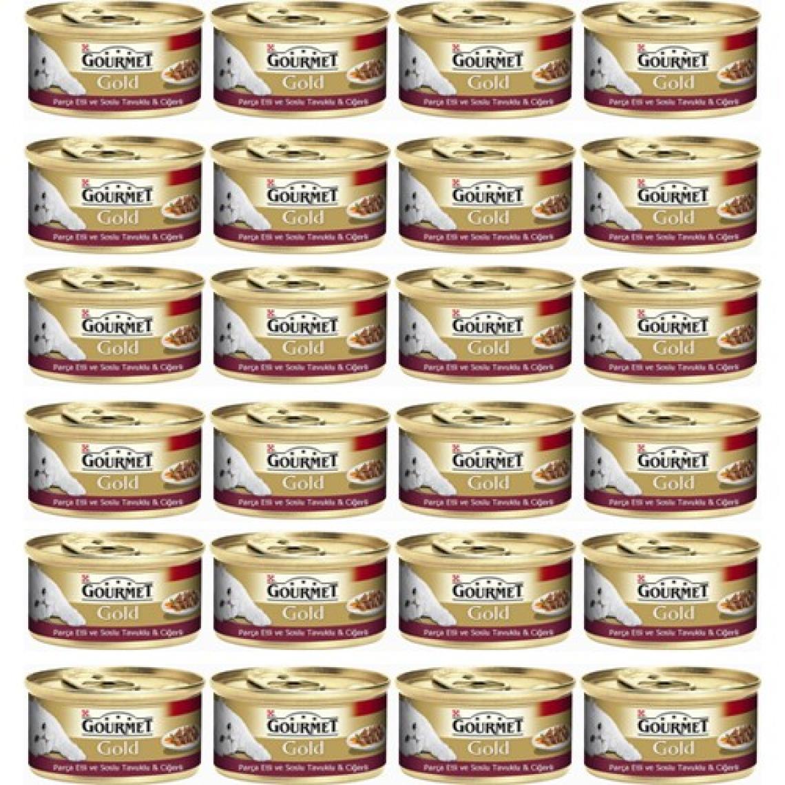 Purina Gourmet Gold Parça Etli Ve Soslu Tavuklu Ve Ciğerli Konserve Yaş Kedi Maması 85 Gr (24 Adet)