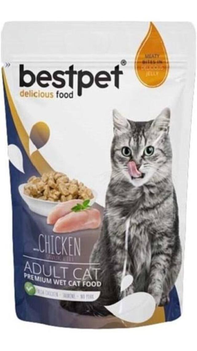 Bestpet Adult Jelly Tavuklu Kedi Pouch Mama 85 gr