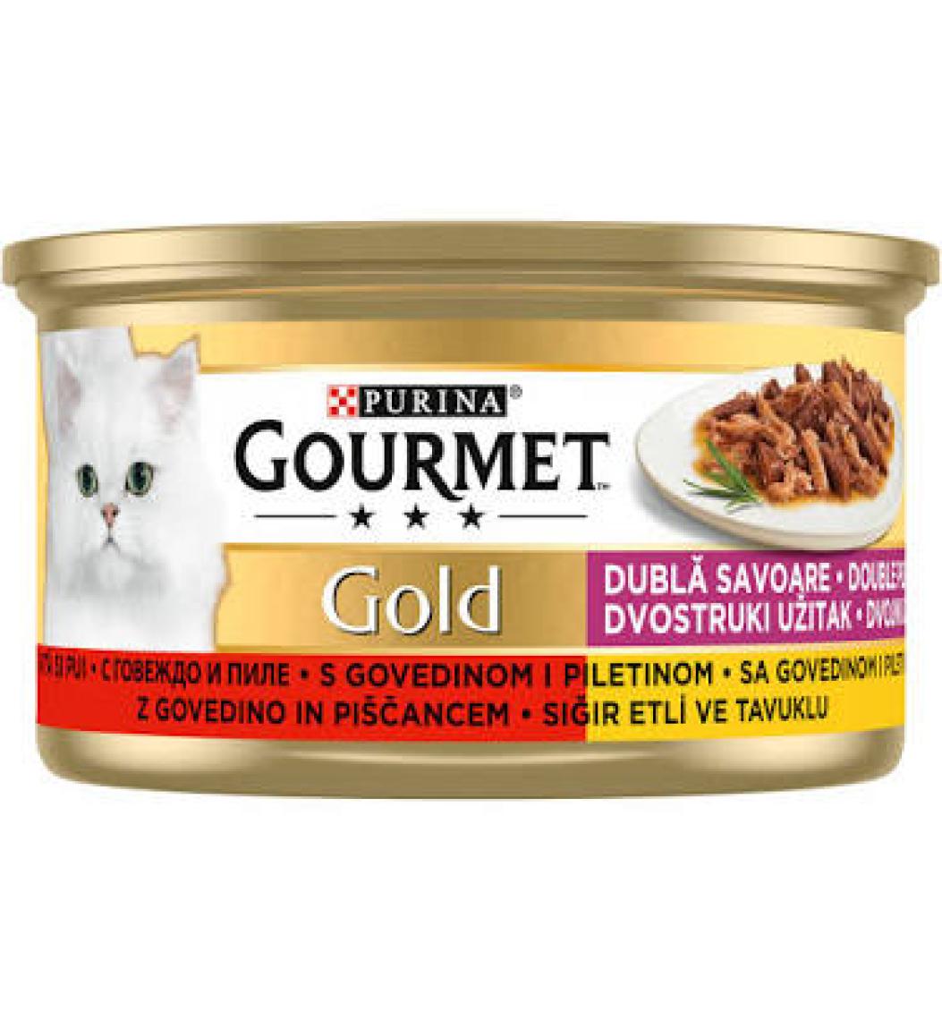 Gourmet Gold Sığır Etli ve Tavuklu Yetişkin Kedi Konservesi 85 gr