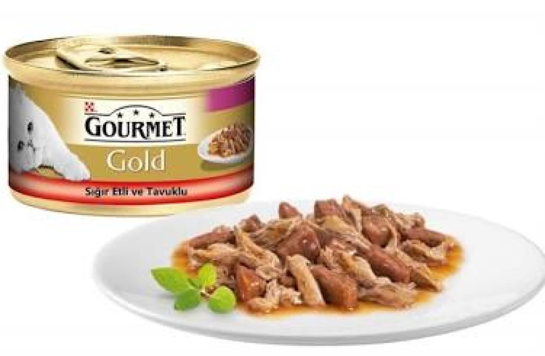 Gourmet Gold Sığır Etli ve Tavuklu Yetişkin Kedi Konservesi 85 gr