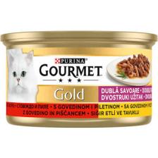 Gourmet Gold Sığır Etli ve Tavuklu Yetişkin Kedi Konservesi 85 gr