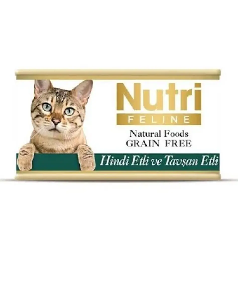 Nutri Feline Grain Free Turkey Pate with Rabbit Adult Cat Tahılsız Hindi ve Tavşan Etli Yetişkin Kediler İçin Yaş Kedi Maması 85gr