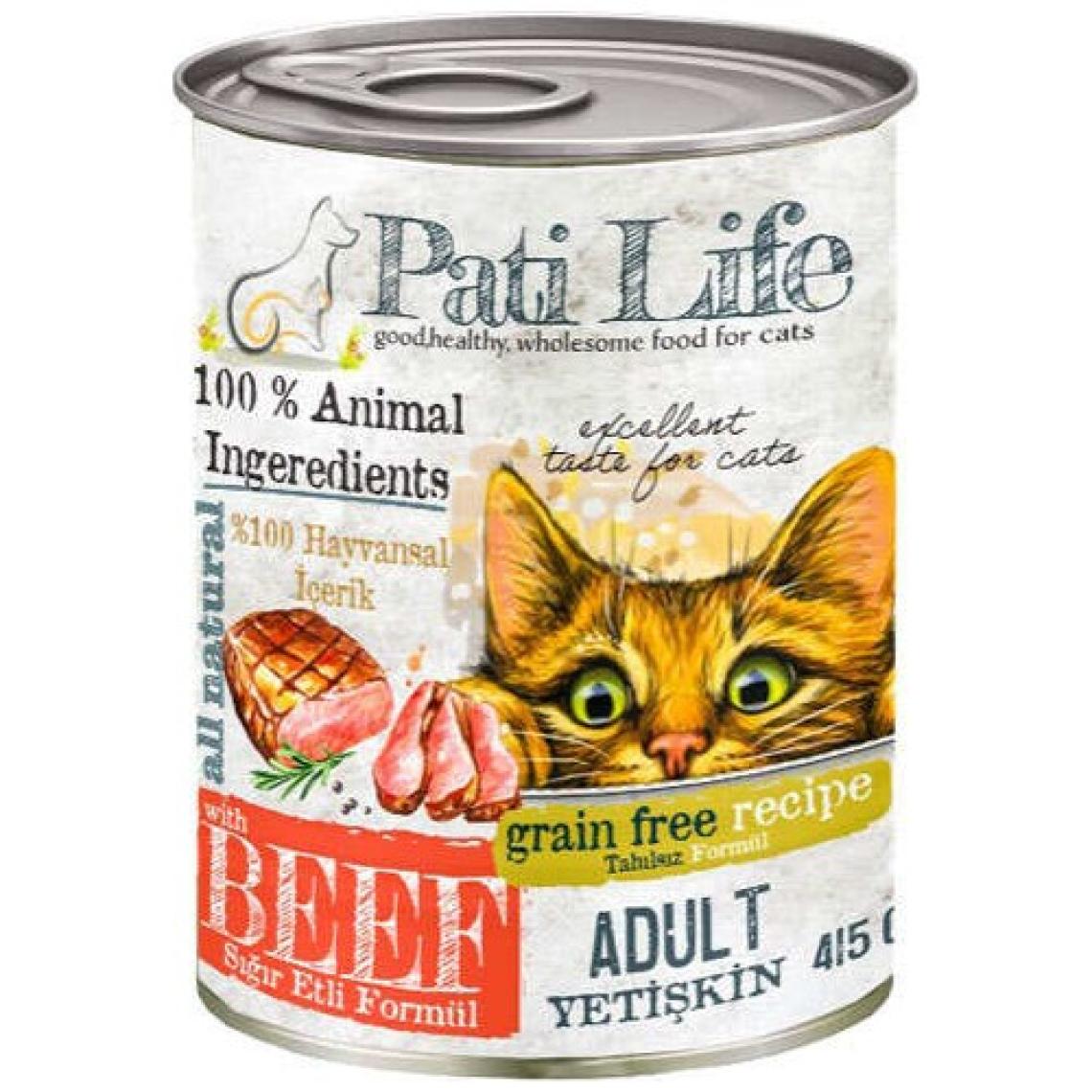 Pati Life Tahılsız Biftekli Kedi Konservesi 415 Gr 24'lü