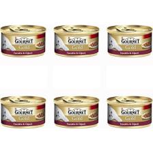 Gourmet Gold Soslu Parça Etli Tavuklu ve Ciğerli 85 gr 6'lı Yetişkin Konserve Kedi Maması