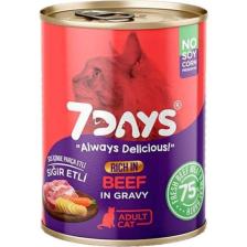 7 Days Tahılsız Sığır Etli Soslu 415 gr Yetişkin Kedi Konservesi