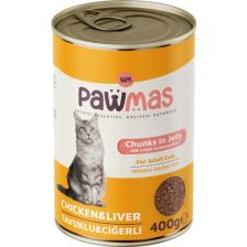 Pawmas Tavuklu Ciğerli Yetişkin Kedi Konservesi 400 gr