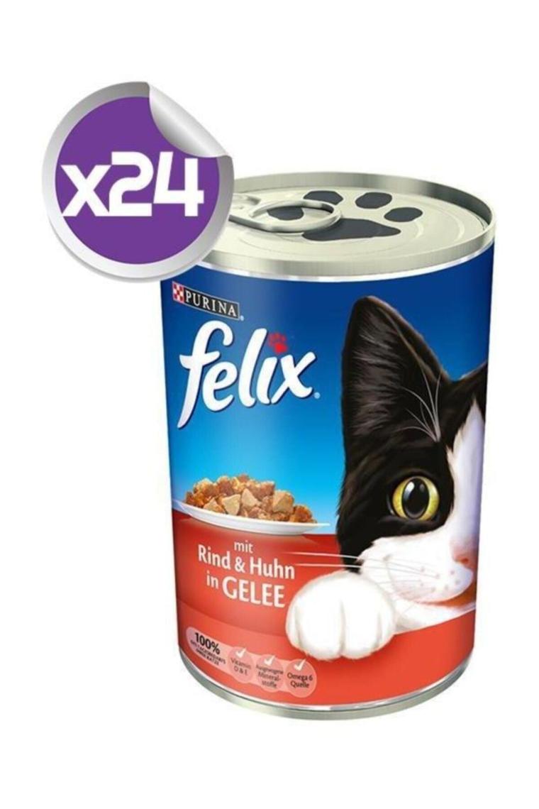 Felix Sığır Etli ve Tavuklu 400 gr 24'lü Yetişkin Konserve Kedi Maması