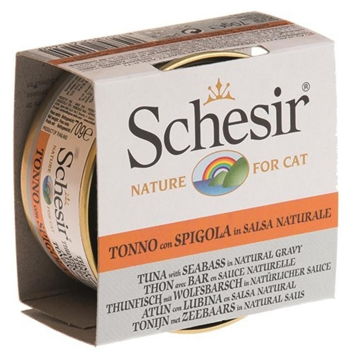 Schesir Cat Broth Naturel Sauce 70Gr - Ton Balıklı Ve Levrek Etli Kedi Konservesi