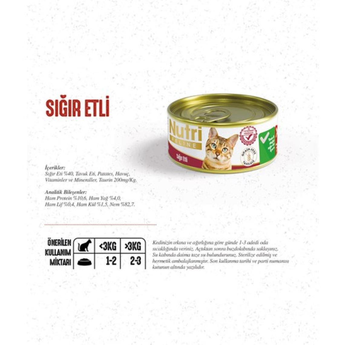 Nutri Feline 85GR Sığır Etli 1ADET Yaş Kedi Maması