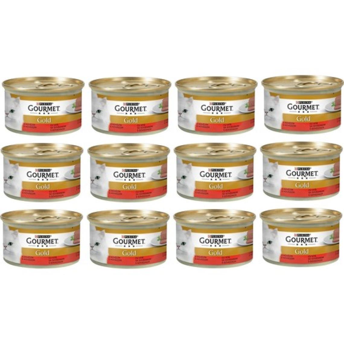 Gourmet Gold Kıyılmış Sığır Etli 85 gr 12'li Yetişkin Kedi Konservesi