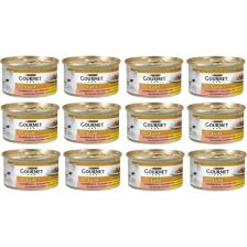 Gourmet Gold Parça Etli Soslu Somonlu ve Tavuklu 85 gr 12'li Yetişkin Konserve Kedi Maması