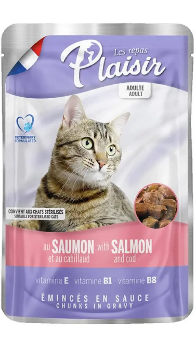 Plaisir Pouch Somonlu-Mezgitli Yaş Kedi Maması 100 Gr