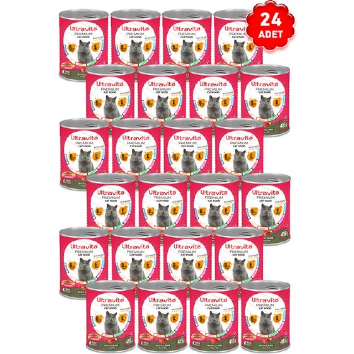 Ultravita Premium Yüksek Proteinli Sterilised Kısırlaştırılmış Kuzu Etli Konserve Yaş Kedi Maması 415GRX24ADET