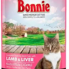 Bonnie Pouch Kuzu Etli ve Ciğerli Yetişkin Kedi Konservesi 100GR