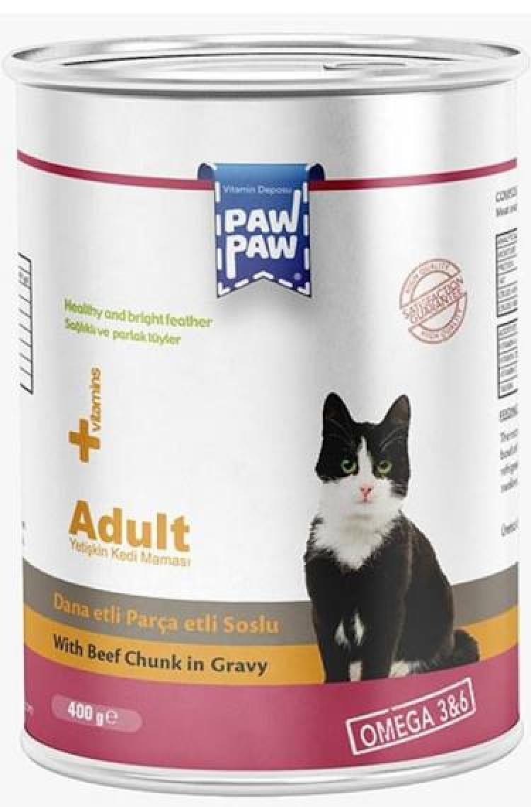 Pawpaw Sığır Etli Soslu Yetişkin Kedi Maması 400 gr