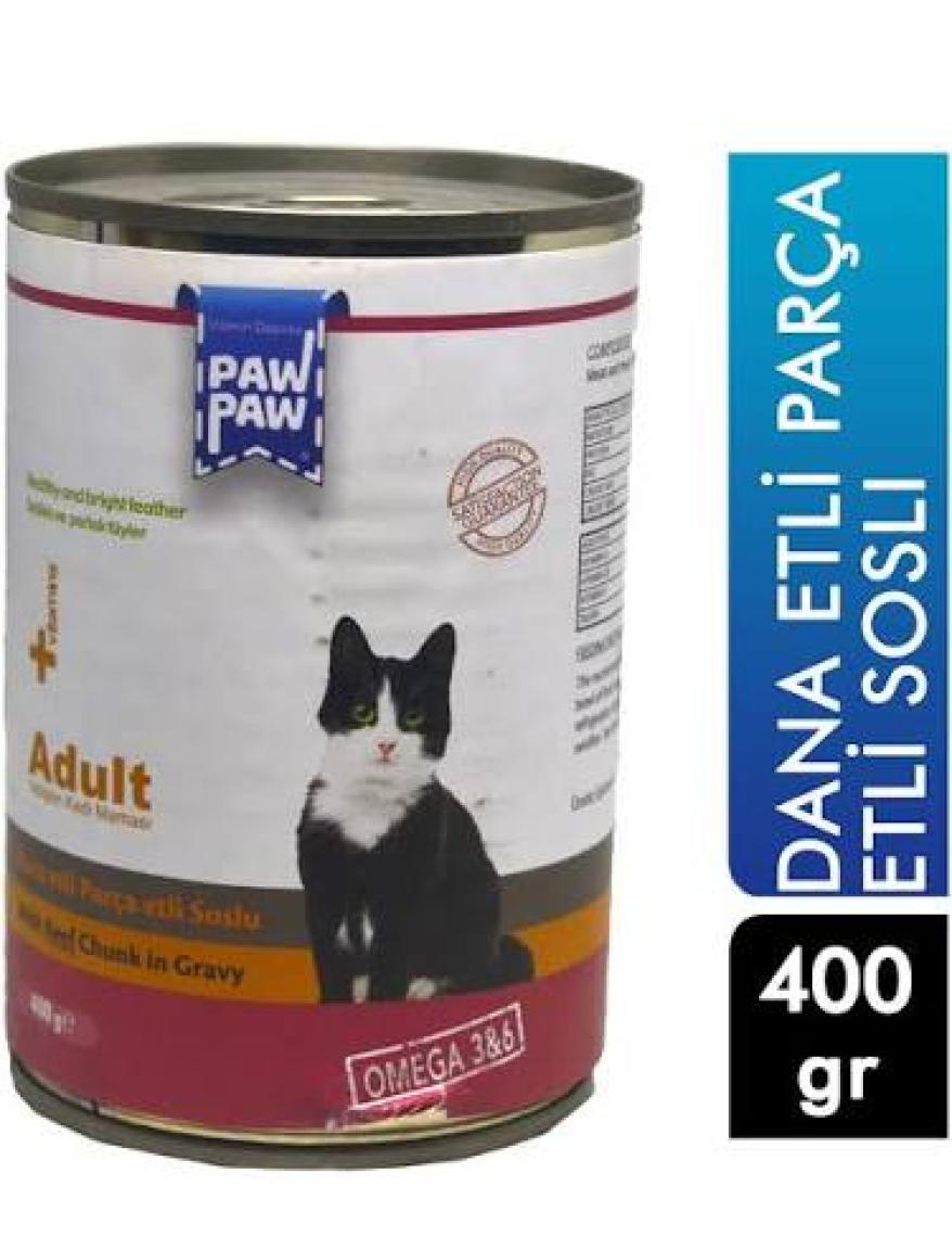 Pawpaw Sığır Etli Soslu Yetişkin Kedi Maması 400 gr