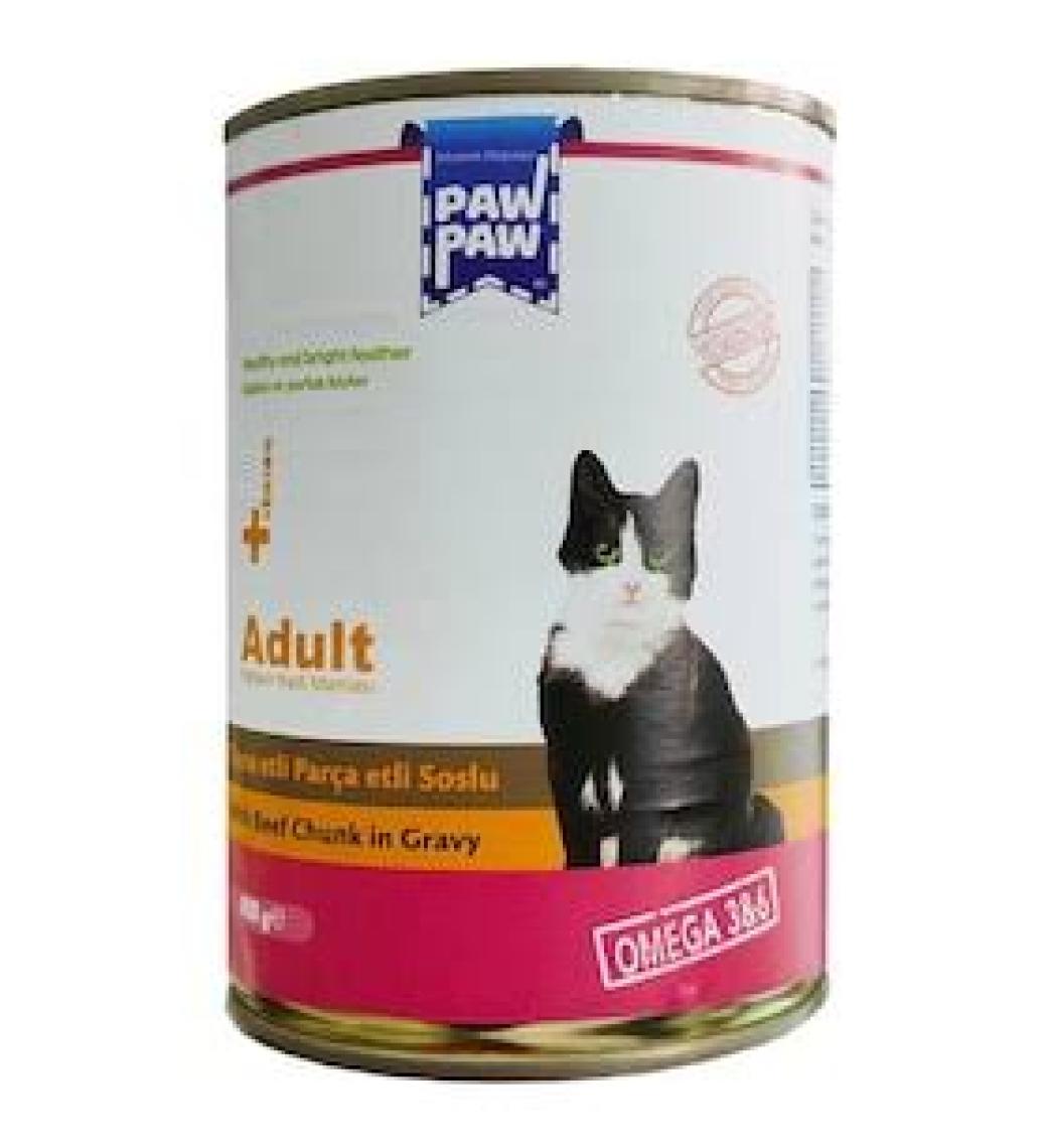 Pawpaw Sığır Etli Soslu Yetişkin Kedi Maması 400 gr