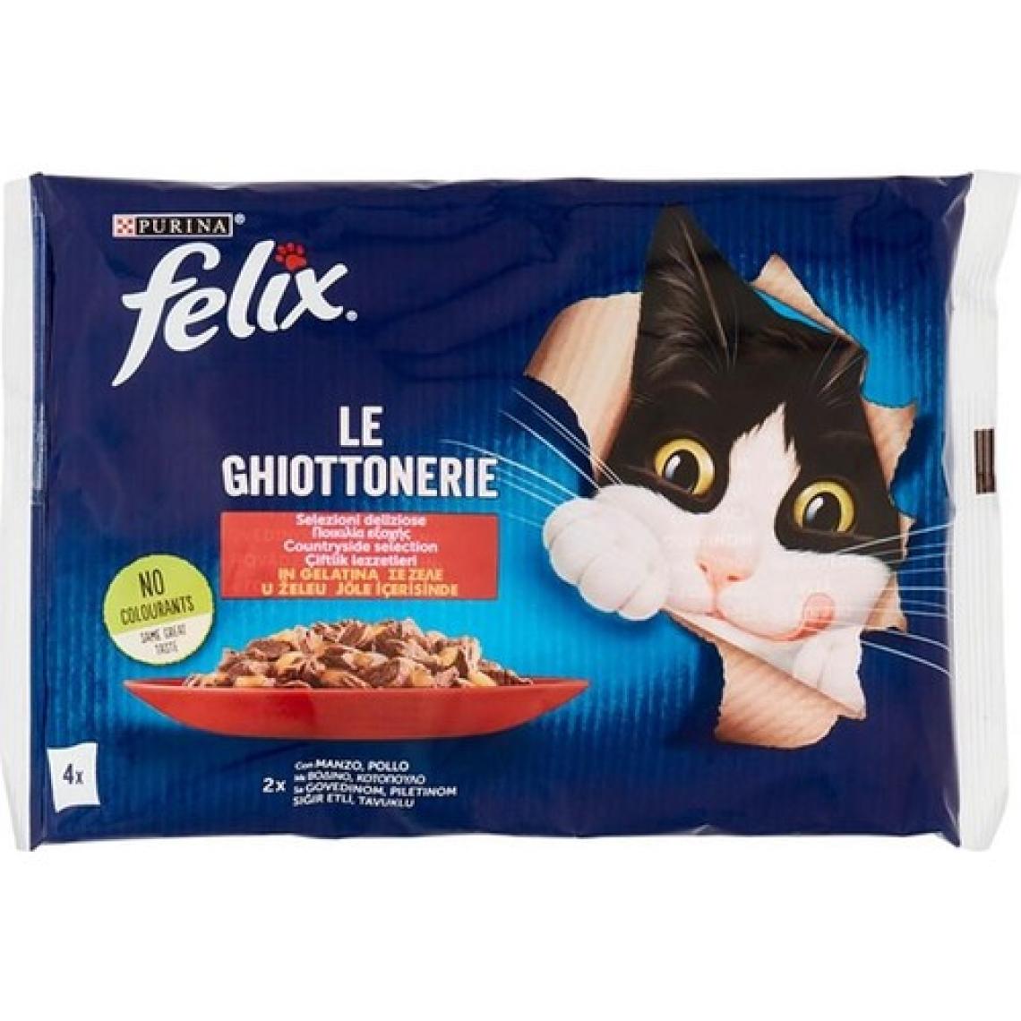 Felix Multipack Sığır ve Tavuk Etli Yetişkin Yaş Kedi Maması 4X85GR