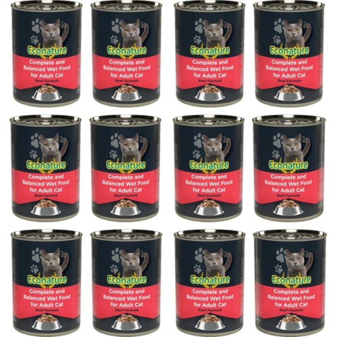 Econature Yetişkin Sığır Etli Kedi Konserve Maması 400 Gram x 12'li