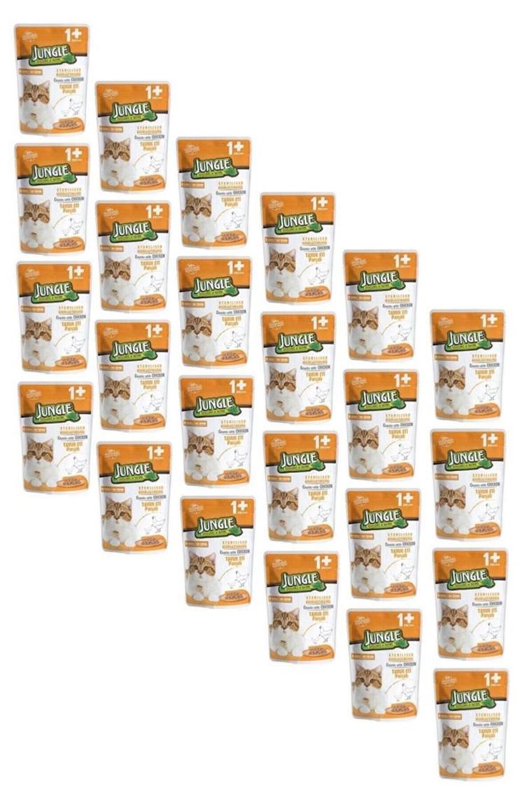 Jungle Kısırlaştırılmış 100 gr 3'lü Yetişkin Kedi Konservesi