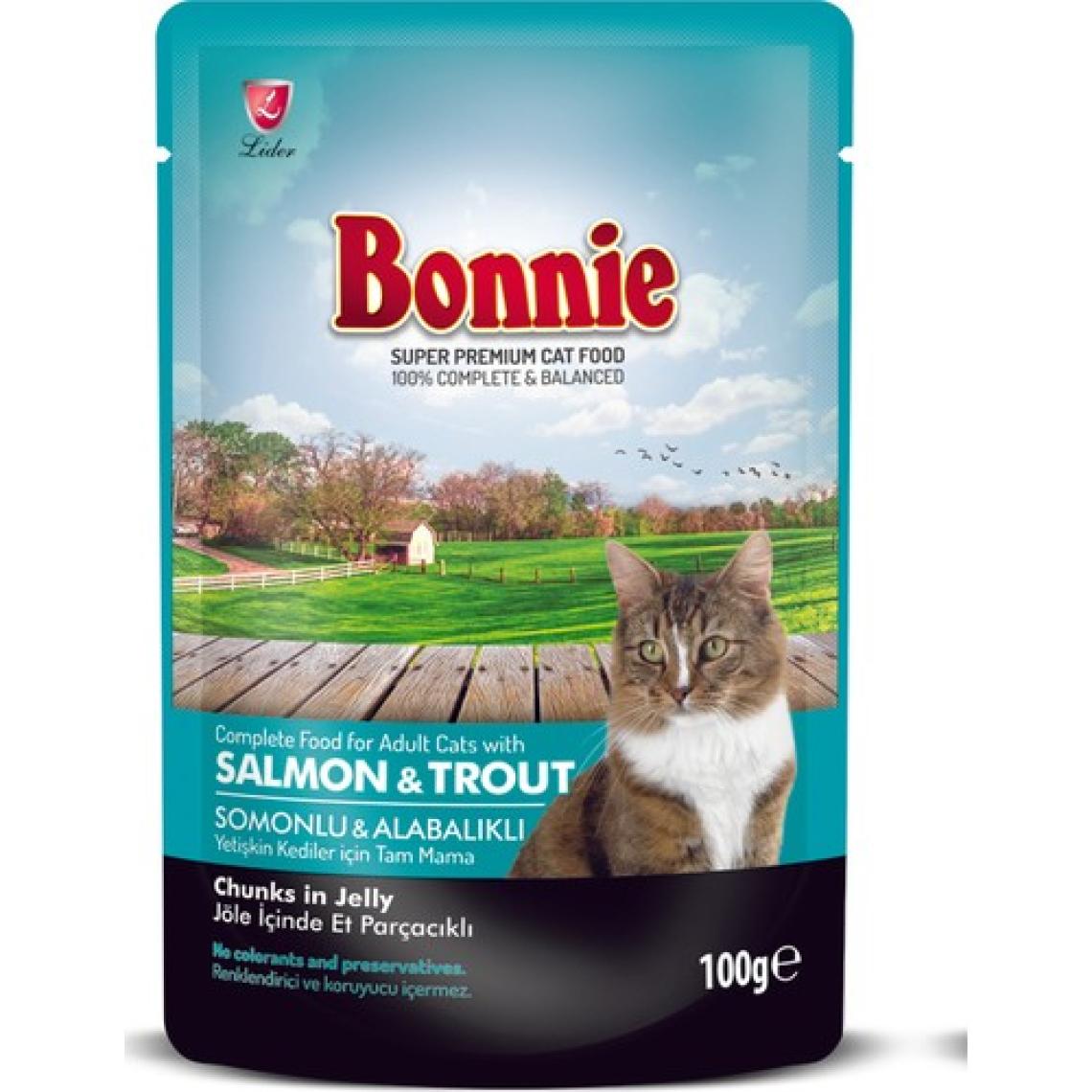 Bonnie Pouch Somonlu ve Alabalıklı Yetişkin Kedi Konservesi 100GR