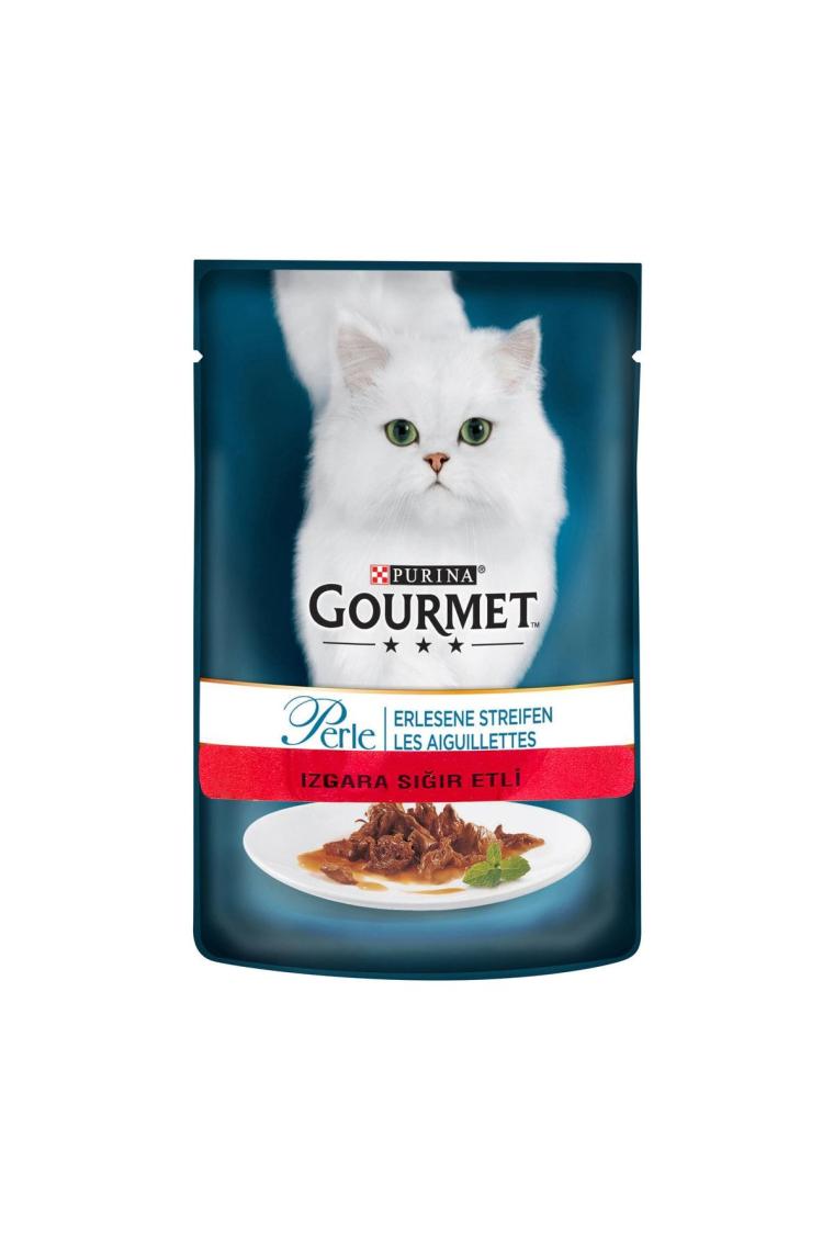 Gourmet Perle Izgara Sığır Etli 85 gr 12'li Paket Yetişkin Kedi Konservesi