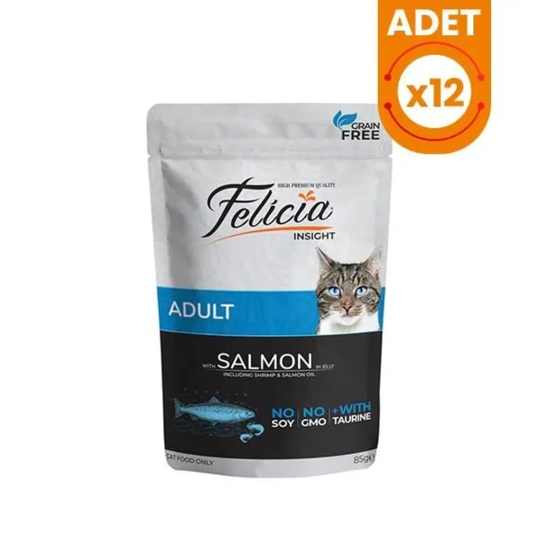 Felicia Tahılsız Somon Balıklı Yetişkin Kedi Yaş Maması 85 gr x 12 Adet