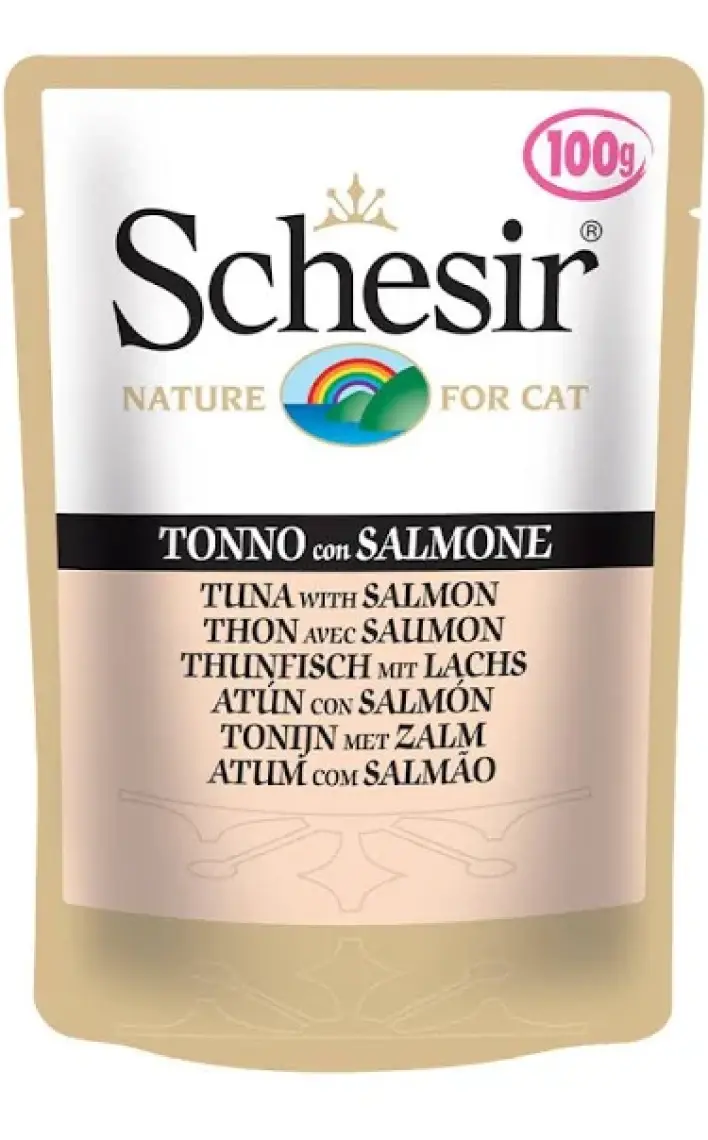 Schesir Ton Balıklı ve Somonlu Pouch Kedi Konservesi 100gr