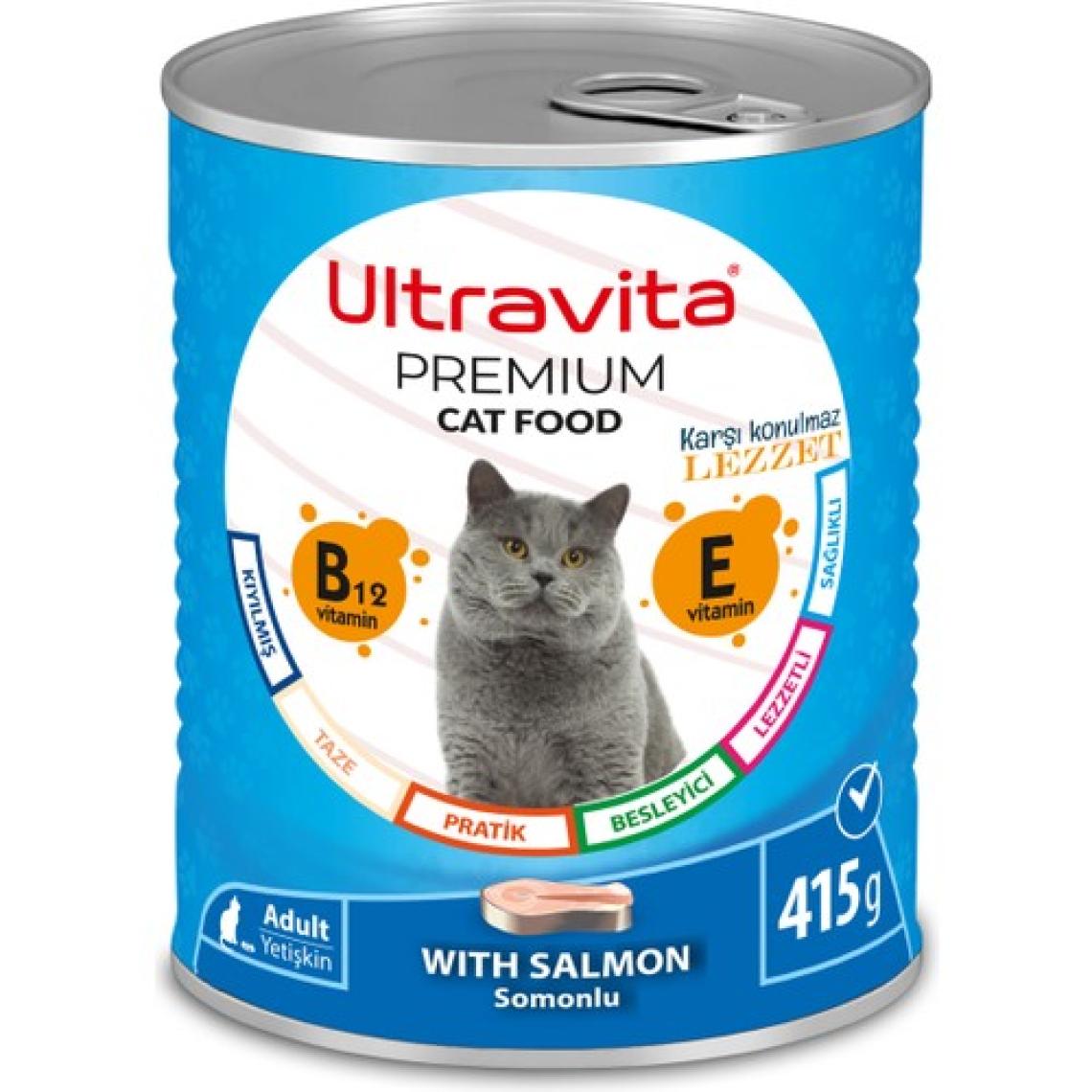 Ultravita Premium Yüksek Proteinli Balık Etli Konserve Yaş Kedi Maması 415GRX24 Adet