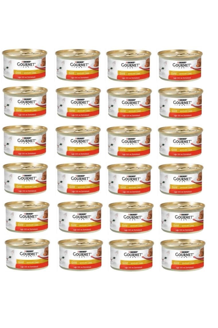 Gourmet Gold Savoury Sığır Eti ve Domates 85 gr 24'lü Yetişkin Konserve Kedi Maması
