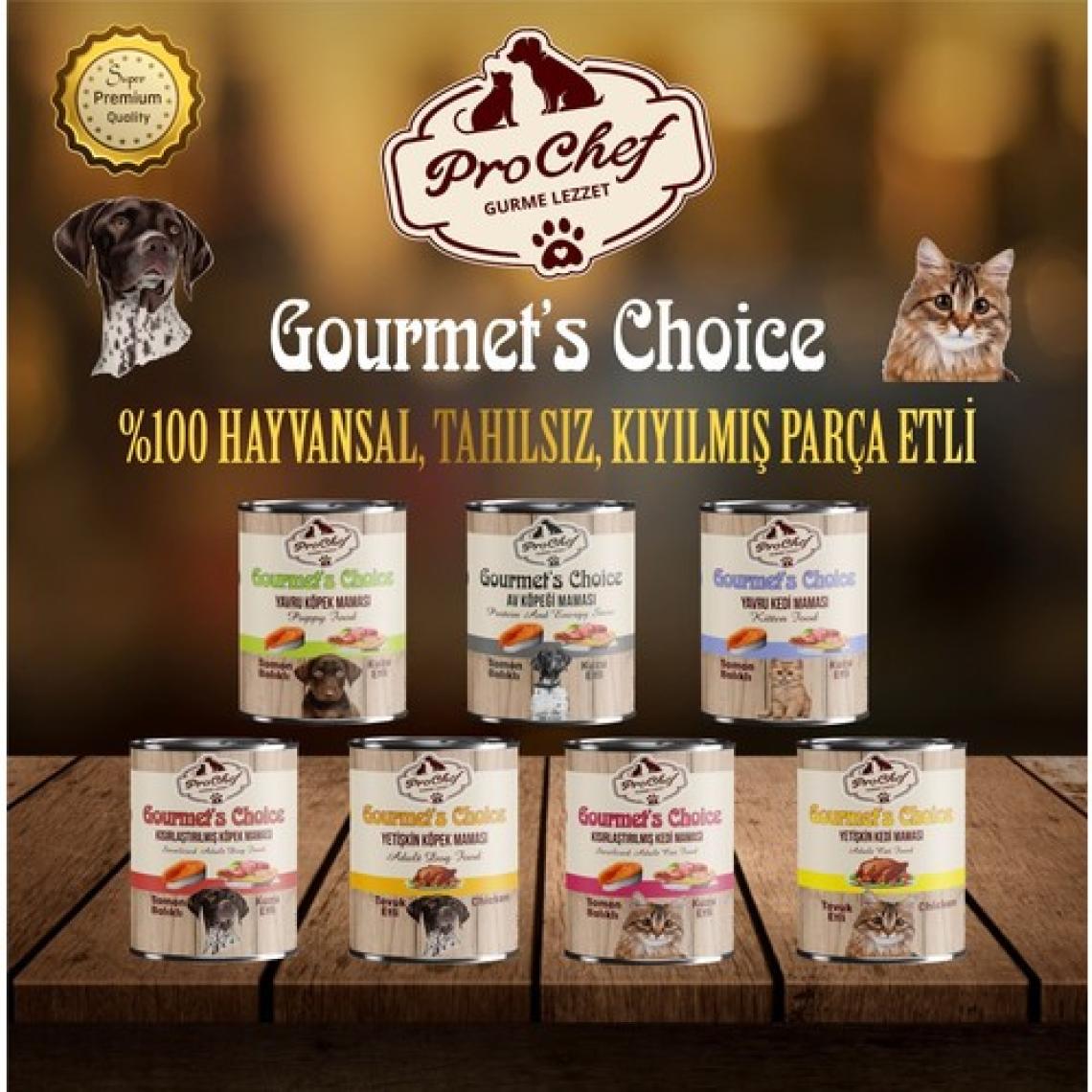 Prochef 24 Adet Gourmet's Choice Kısırlaştırılmış Kedi Maması | 415 gr Somon & Kuzu Etli Konserve Yaş Mama