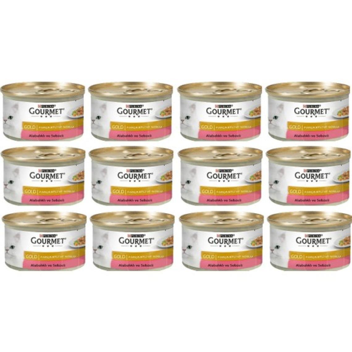 Gourmet Gold Alabalık ve Sebzeli Parça Etli Yaş Kedi Maması 85GR x 12 Adet