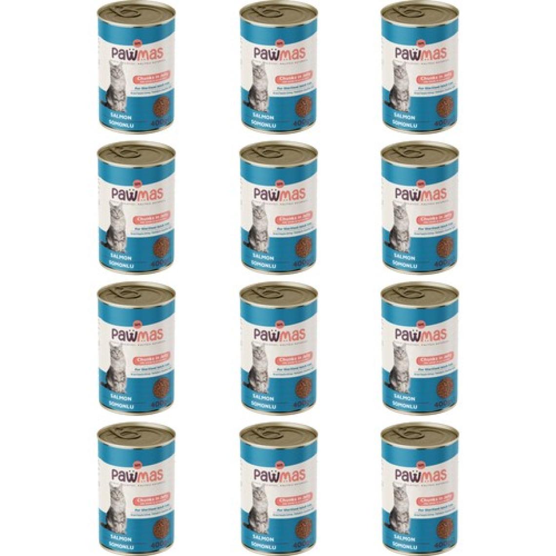 Pawmas Somonlu Kısırlaştırılmış Yetişkin Kedi Konservesi 400 gr x 12 Adet