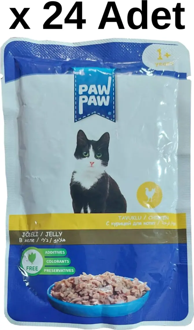 Paw Paw Jöle Içinde Tavuklu Yaş Kedi Maması 85 gr x 24 Adet