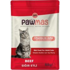 Pawmas Pouch Sığır Etli Yetişkin Kedi Yaş Maması 85 gr