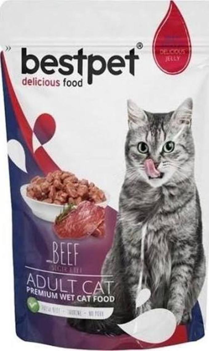 Bestpet Adult Jelly Biftekli Kedi Pouch Mama 85 gr