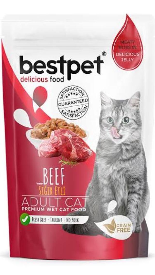 Bestpet Adult Jelly Biftekli Kedi Pouch Mama 85 gr