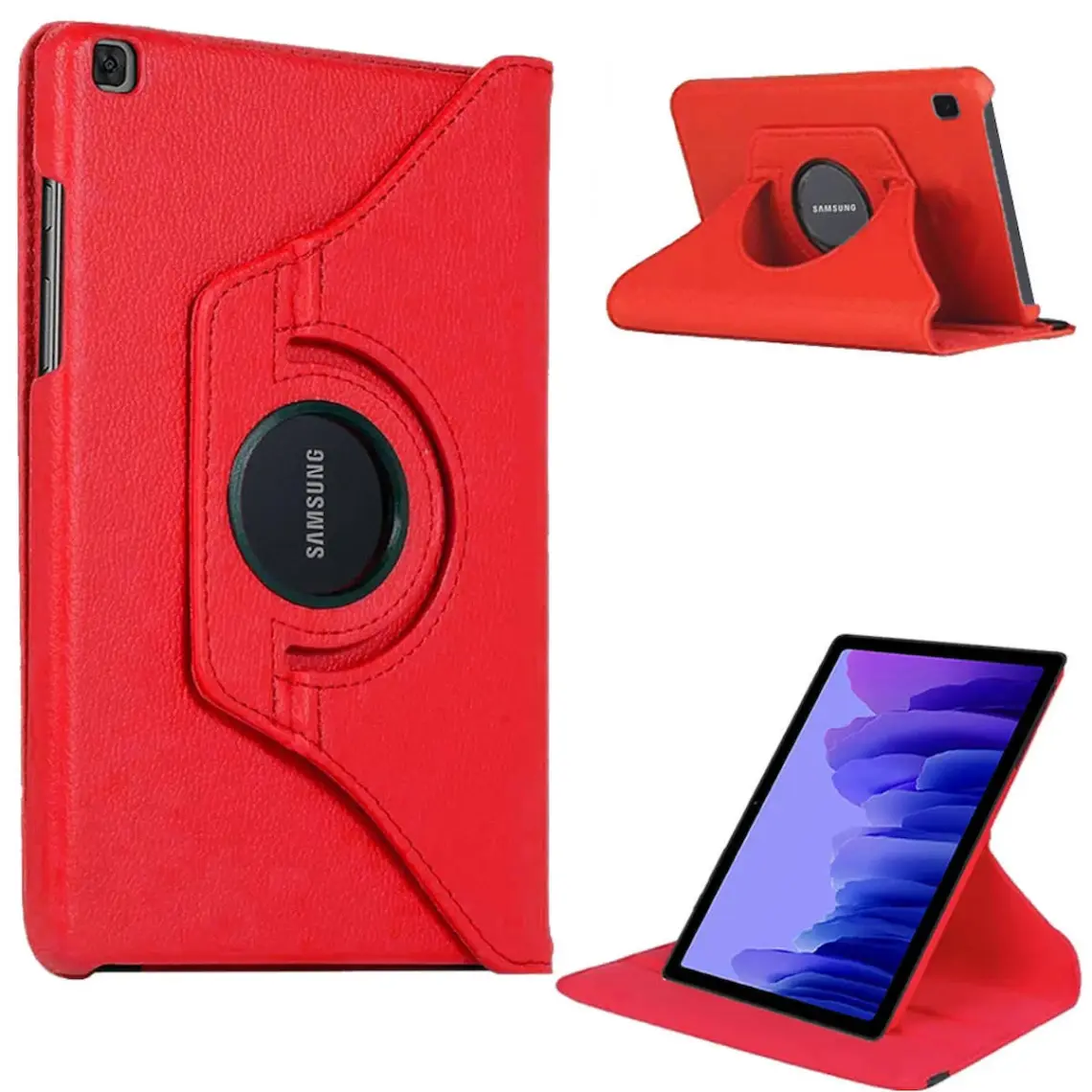 Smart Tech Samsung Galaxy Tab A7 Sm T500 10.4" Döner Standlı Tablet Kılıfı Kırmızı