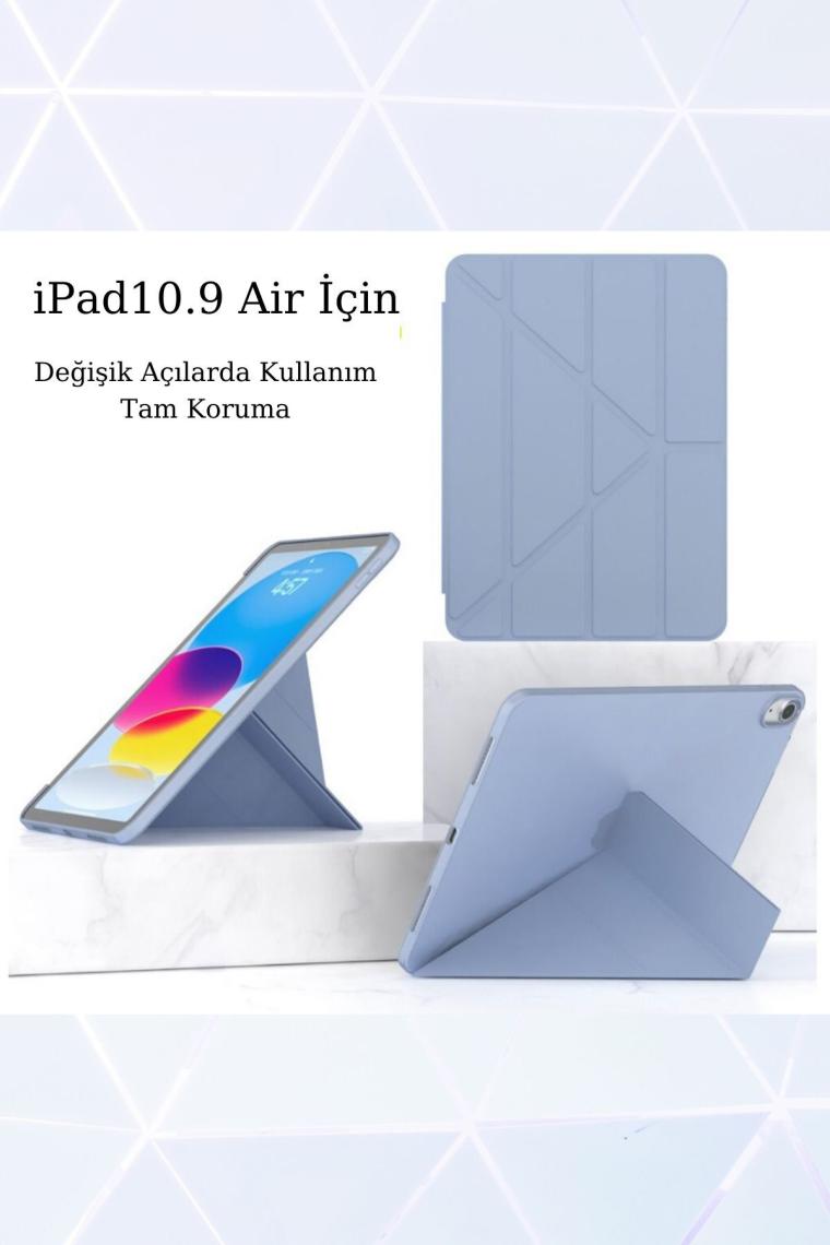 Fuchsia Apple iPad Air 10.9 2022 5.Nesil Uyumlu Kılıf Kalemlikli Katlanabilen Standlı Akıllı Tablet Kılıfı